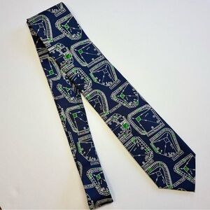 Josh Bach Baseball Diamonds Navy Blue 100% Silk Geometric Tie, Like New Quality